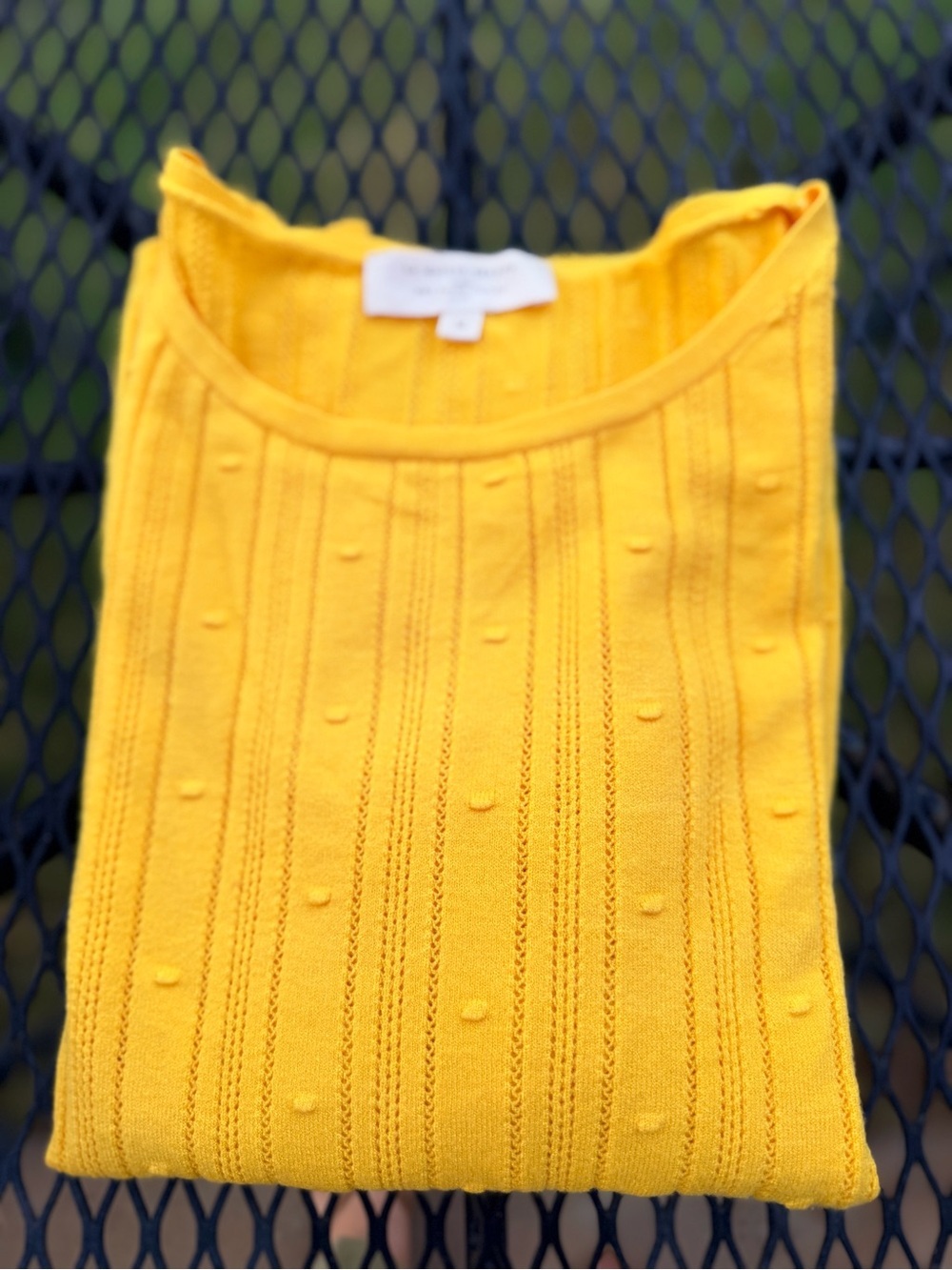 Sezane Bright Yellow Textured Knit Crewneck Sweater size M - Picture 8 of 8